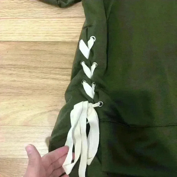 Women’s OSO Casuals Lace Up Side Sweatshirt Hunter Green Size 2X - Picture 3 of 8